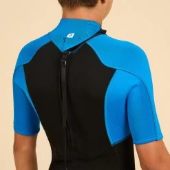 COMBINAISON SURF SHORTY 500 NEOPRENE 1.5MM GARCON BLEUE NOIRE -Équipement De Surf combinaison surf shorty 500 neoprene 15mm garcon bleue noire 3
