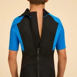COMBINAISON SURF SHORTY 500 NEOPRENE 1.5MM GARCON BLEUE NOIRE -Équipement De Surf combinaison surf shorty 500 neoprene 15mm garcon bleue noire 4
