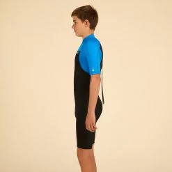 COMBINAISON SURF SHORTY 500 NEOPRENE 1.5MM GARCON BLEUE NOIRE -Équipement De Surf combinaison surf shorty 500 neoprene 15mm garcon bleue noire 8