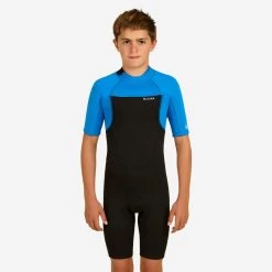 COMBINAISON SURF SHORTY 500 NEOPRENE 1.5MM GARCON BLEUE NOIRE -Équipement De Surf combinaison surf shorty 500 neoprene 15mm garcon bleue noire 9