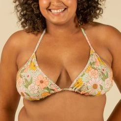 HAUT DE MAILLOT DE BAIN FEMME TRIANGLE COULISSANT AVEC COQUES VINTAGE -Équipement De Surf haut de maillot de bain femme triangle coulissant avec coques vintage 3