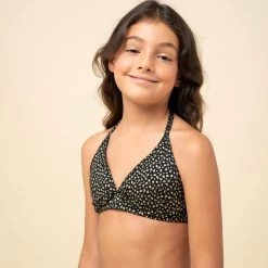 HAUT DE MAILLOT DE BAIN FOULARD FILLE 100 NOIR -Équipement De Surf haut de maillot de bain foulard fille 100 noir 2