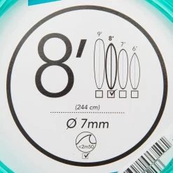 Leash Surf 8' (240 Cm) Diamètre 7 Mm Vert -Équipement De Surf leash surf 8 240 cm diametre 7 mm vert 3