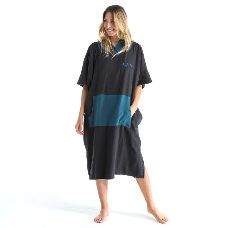 PONCHO SURF 500 ADULTE Noir 2 PONCHO SURF 500 ADULTE Noir – Image 2