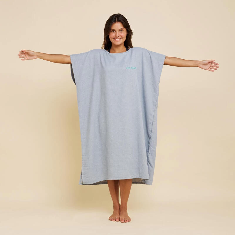 Poncho Surf Adulte - 100 Gris Chiné 2 Poncho Surf Adulte - 100 Gris Chiné – Image 2