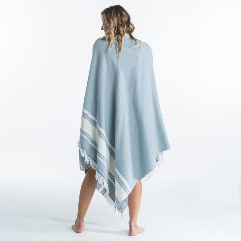 Serviette De Plage Poncho 190 X 190 Cm - Gris Bleu 3 Serviette De Plage Poncho 190 X 190 Cm - Gris Bleu – Image 3