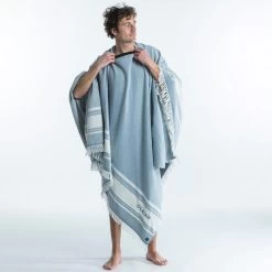 Serviette De Plage Poncho 190 X 190 Cm - Gris Bleu 13 Serviette De Plage Poncho 190 X 190 Cm - Gris Bleu -Équipement De Surf serviette de plage poncho 190 x 190 cm gris bleu 3