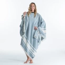 Serviette De Plage Poncho 190 X 190 Cm - Gris Bleu 16 Serviette De Plage Poncho 190 X 190 Cm - Gris Bleu -Équipement De Surf serviette de plage poncho 190 x 190 cm gris bleu 6