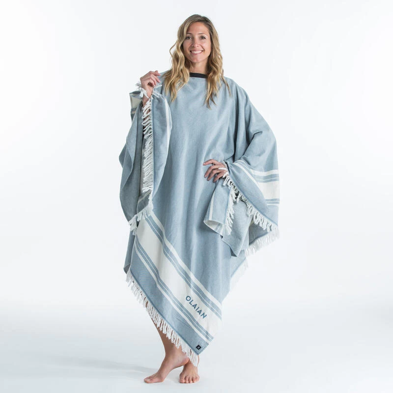 Serviette De Plage Poncho 190 X 190 Cm - Gris Bleu 7 Serviette De Plage Poncho 190 X 190 Cm - Gris Bleu – Image 7