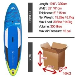 Aqua Marina Stand Up Paddle Gonflable – Beast 10'6" 15cm D'épaisseur Avec Pompe, Pagaie, -Équipement De Surf stand up paddle gonflable beast 106 15cm depaisseur avec pompe pagaie 3