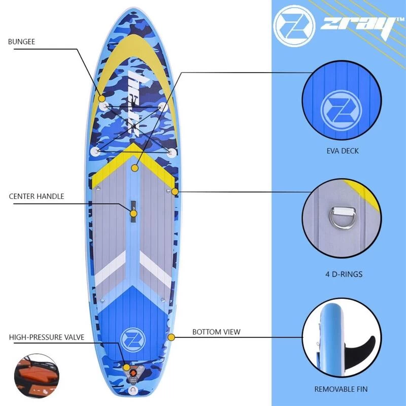 Zray SUP Gonflable Camo 10'8" Dropstitch 325x84x15 Cm (10'8x33"x6") - Option Kayak 2 Zray SUP Gonflable Camo 10'8" Dropstitch 325x84x15 Cm (10'8x33"x6") - Option Kayak – Image 2