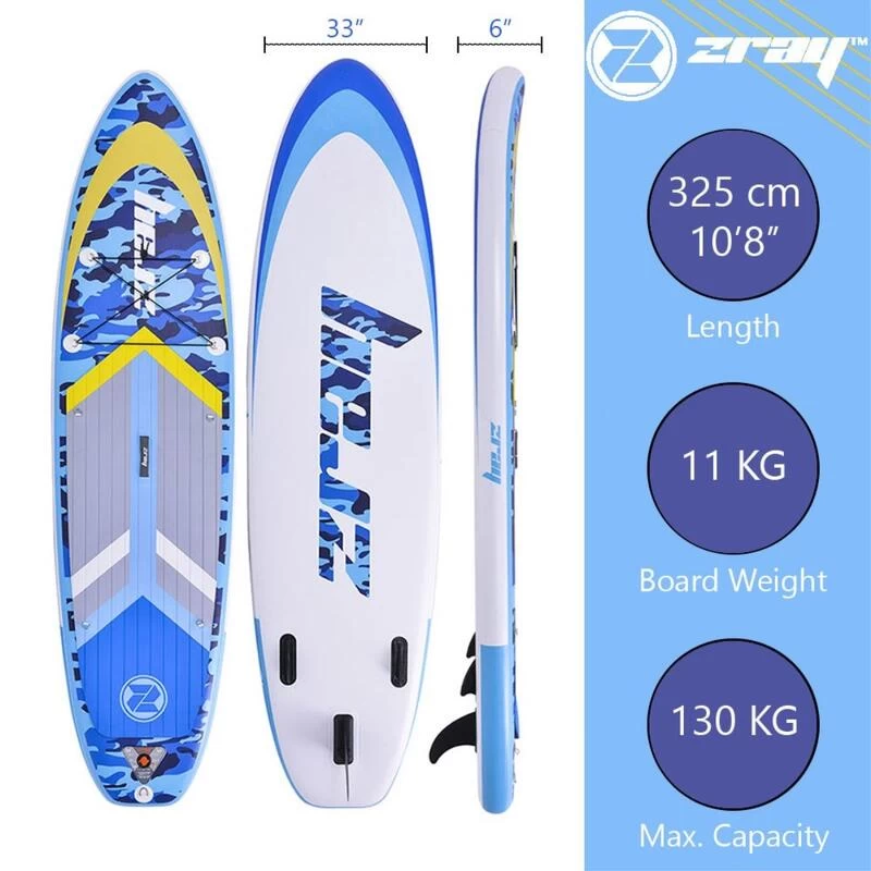 Zray SUP Gonflable Camo 10'8" Dropstitch 325x84x15 Cm (10'8x33"x6") - Option Kayak 3 Zray SUP Gonflable Camo 10'8" Dropstitch 325x84x15 Cm (10'8x33"x6") - Option Kayak – Image 3
