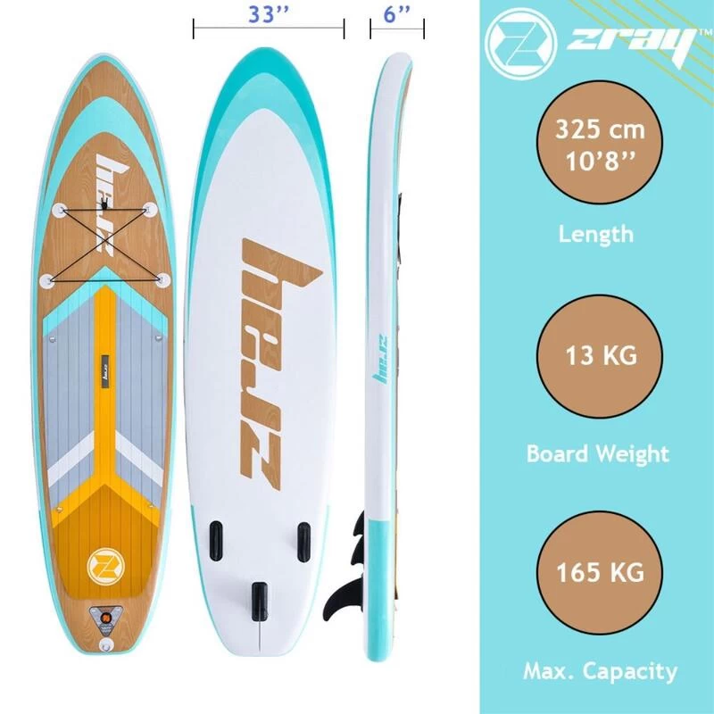 Zray SUP Gonflable Grain 10'8" Dropstitch 325x84x15 Cm (10'8x33"x6") - Option Kayak 3 Zray SUP Gonflable Grain 10'8" Dropstitch 325x84x15 Cm (10'8x33"x6") - Option Kayak – Image 3