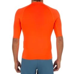 Tee Shirt Anti Uv Surf Top 100 Manches Courtes Homme Orange Fluo -Équipement De Surf tee shirt anti uv surf top 100 manches courtes homme orange fluo 2