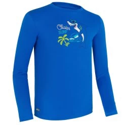 Water Tee Shirt Anti UV Surf Manches Longues Enfant Bleu Imprimé